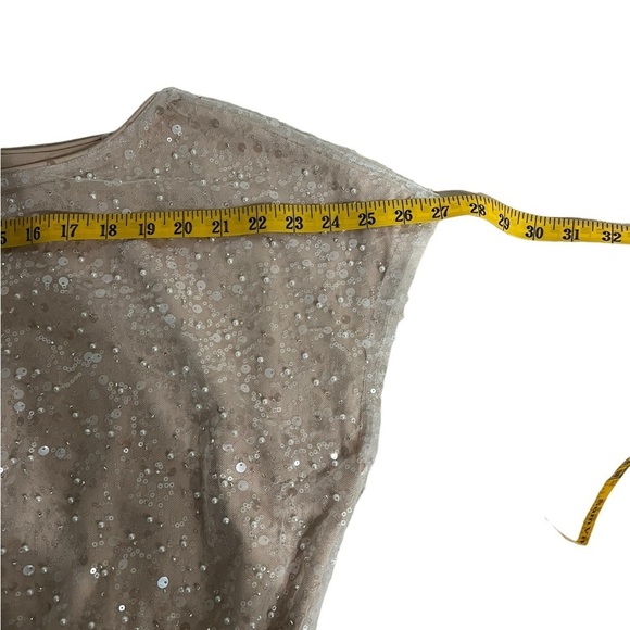 Main Strip Sequin & Pearl Blouse Top Off White/Champagne Short Sleeve Small NWT - Picture 7 of 15